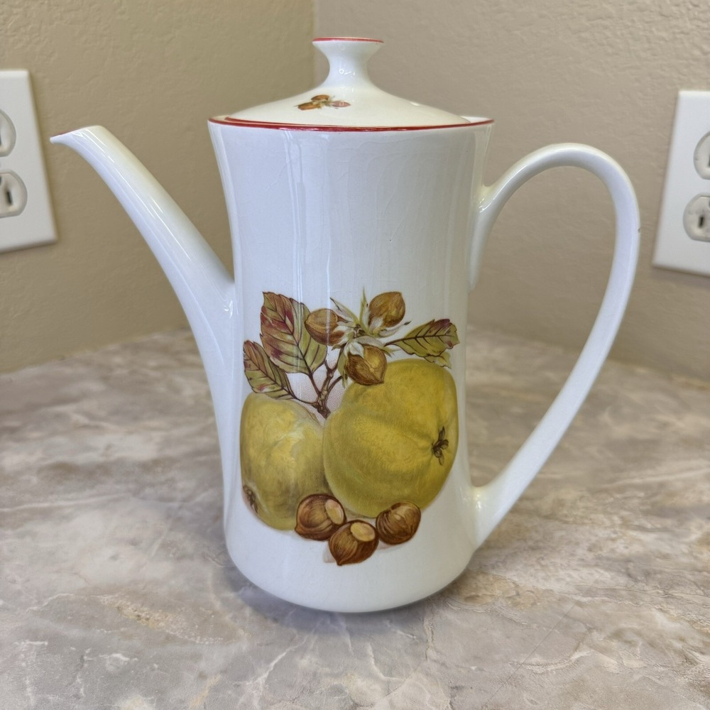Vintage Pontesa Chinamoda Coffee Pot Spain Pear Hazelnut Ironstone Crazed‎